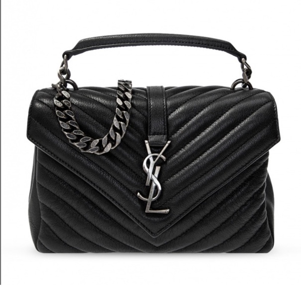 🩶🖤 Saint Laurent Classic Monogram College Bag Matelasse Chevron Leather Medium